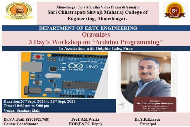 E&TC Dept. Organizes 3 Days Workshop on 